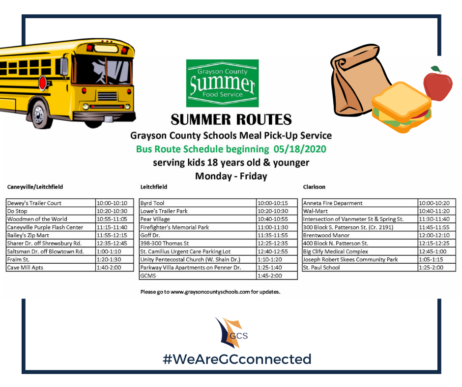 Meals on the Bus Summer Schedule to Start May 18 | Grayson County ...