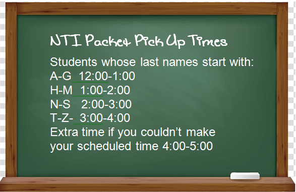 NTI Packet Pickup Schedule