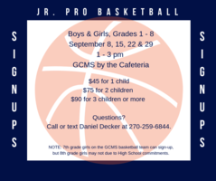 Jr Pro Basketball Sign-ups in September