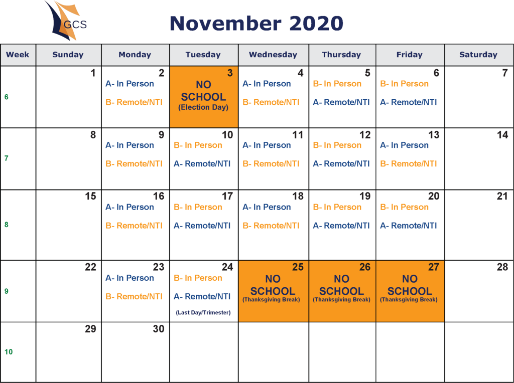 November school calendar