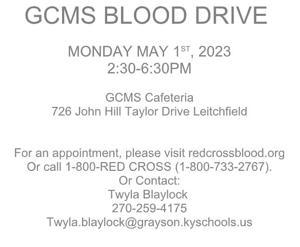 Info about GCMS Blood Drive