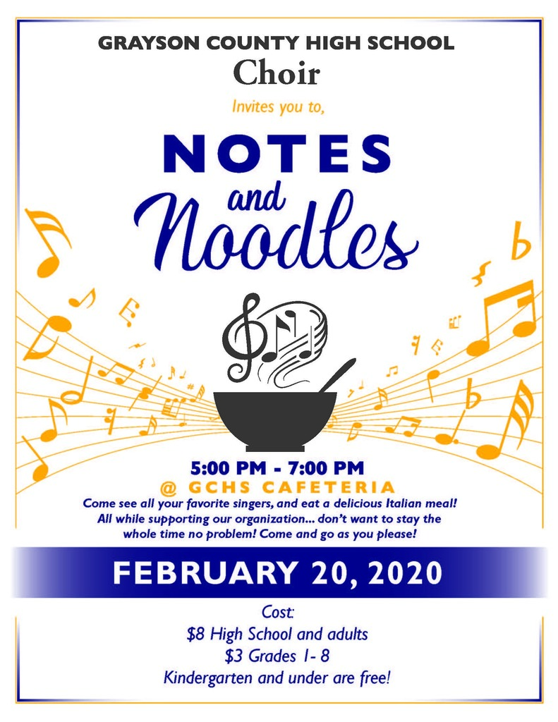 Notes & Noodles, GCHS, Feb 20, 5 - 7 pm